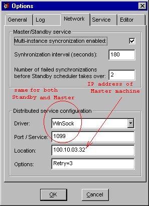 Options dialog, Network tab